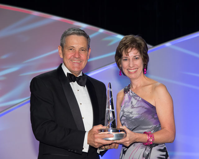 Dr. Ellen Ochoa and Col. Robert D. Cabana with the National Space Trophy