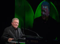 William Shatner, recipient of the 2018 RNASA Space Communicator Award, delivers remarks during the 2019 gala